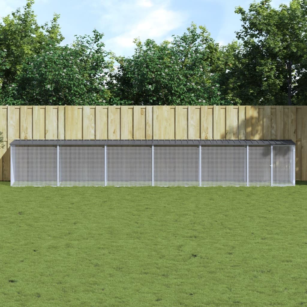 Jaula para pollos con techo antracita, 603 x 98 x 90 cm, acero galvanizado, jaula para gallinas, gallinas, conejos, gansos, palomas y codornices