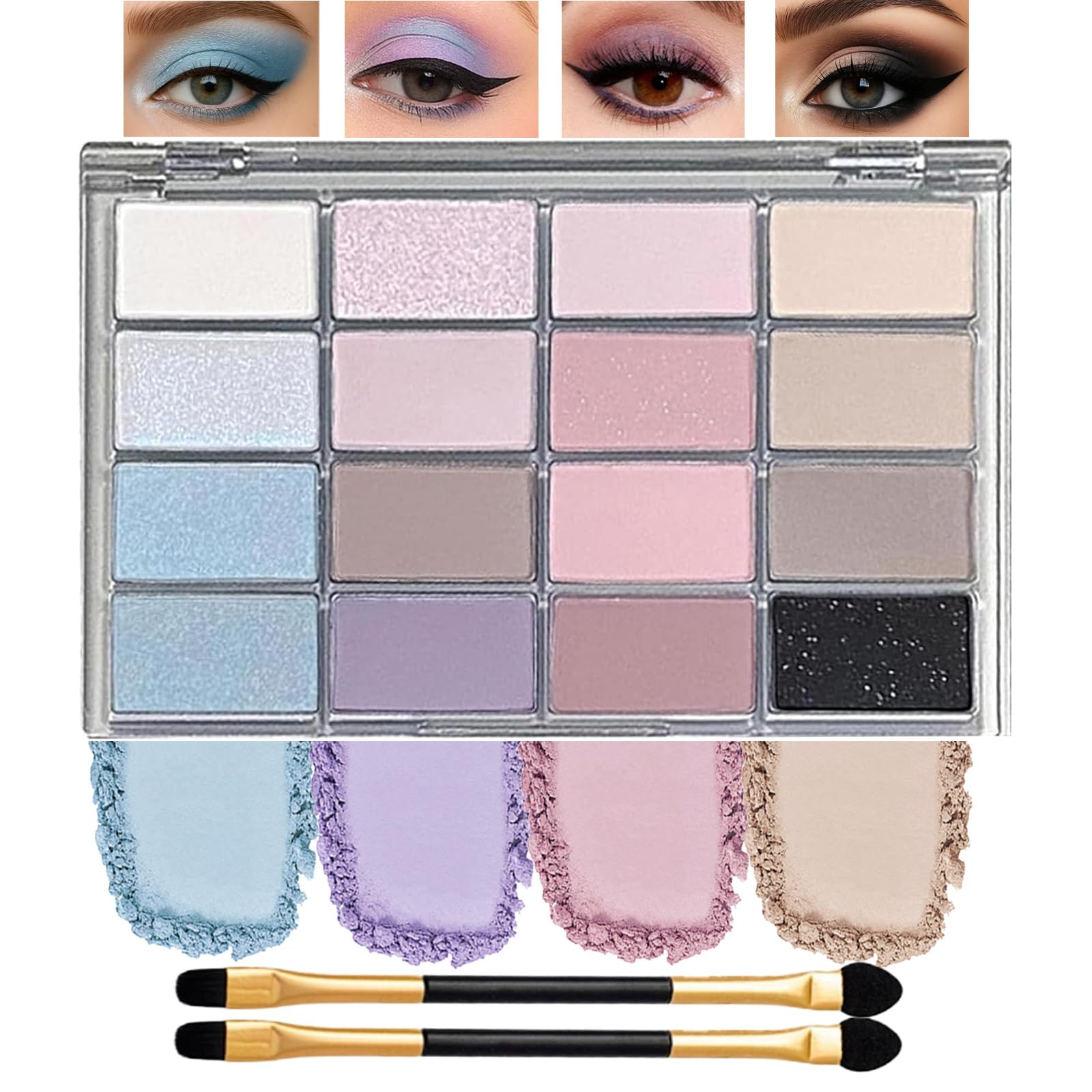 16-Color Pink Blue Purple Eyeshadow Palette for Women