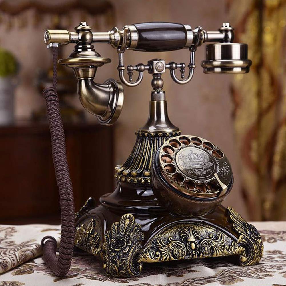 Telefon Retro, Telefon Stacjonarny, Klasyczny, Lite Drewno I Metal, Do Biura, Salonu, A2