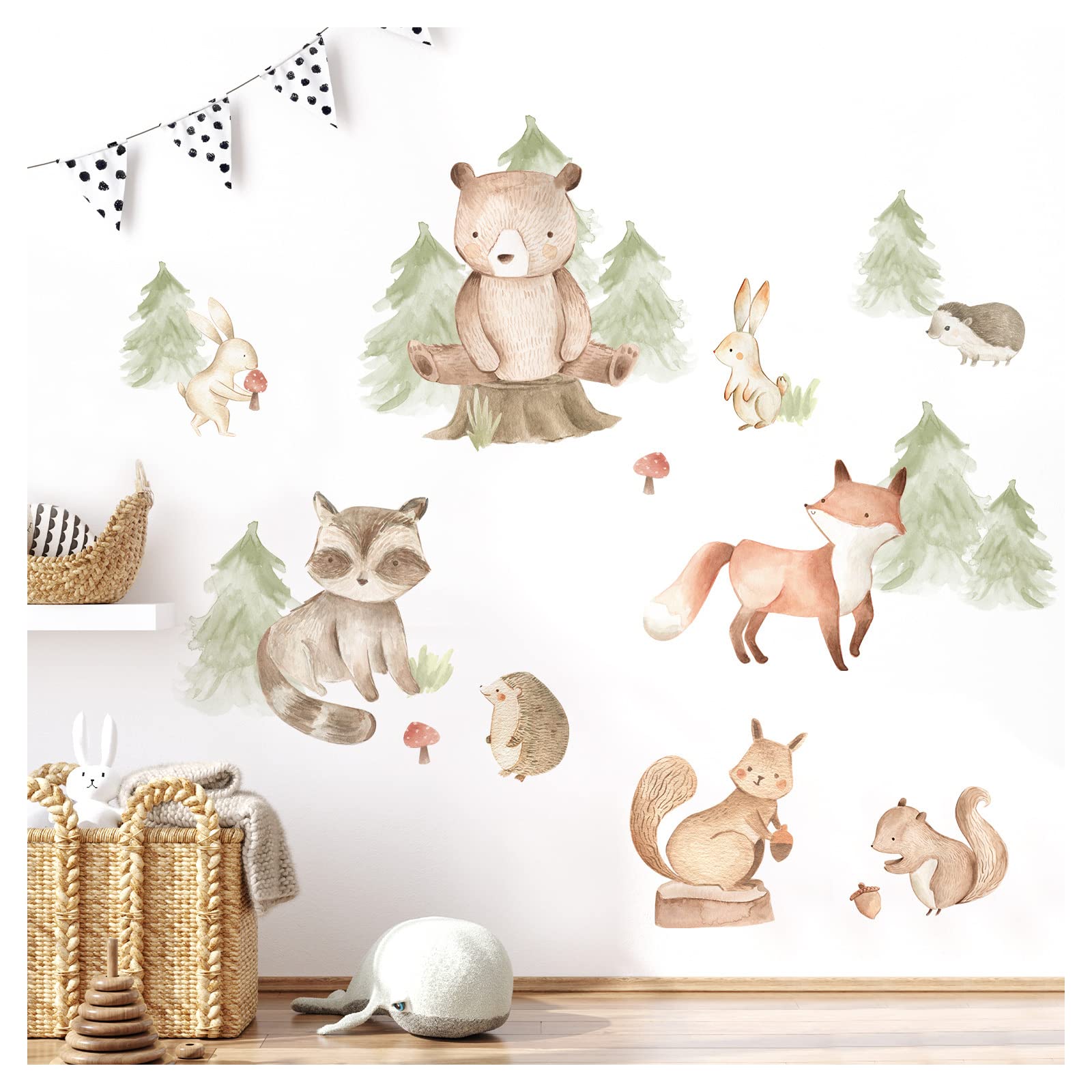 Little Deco DL844-4 - Adesivo da parete per cameretta dei bambini, motivo: animali della foresta