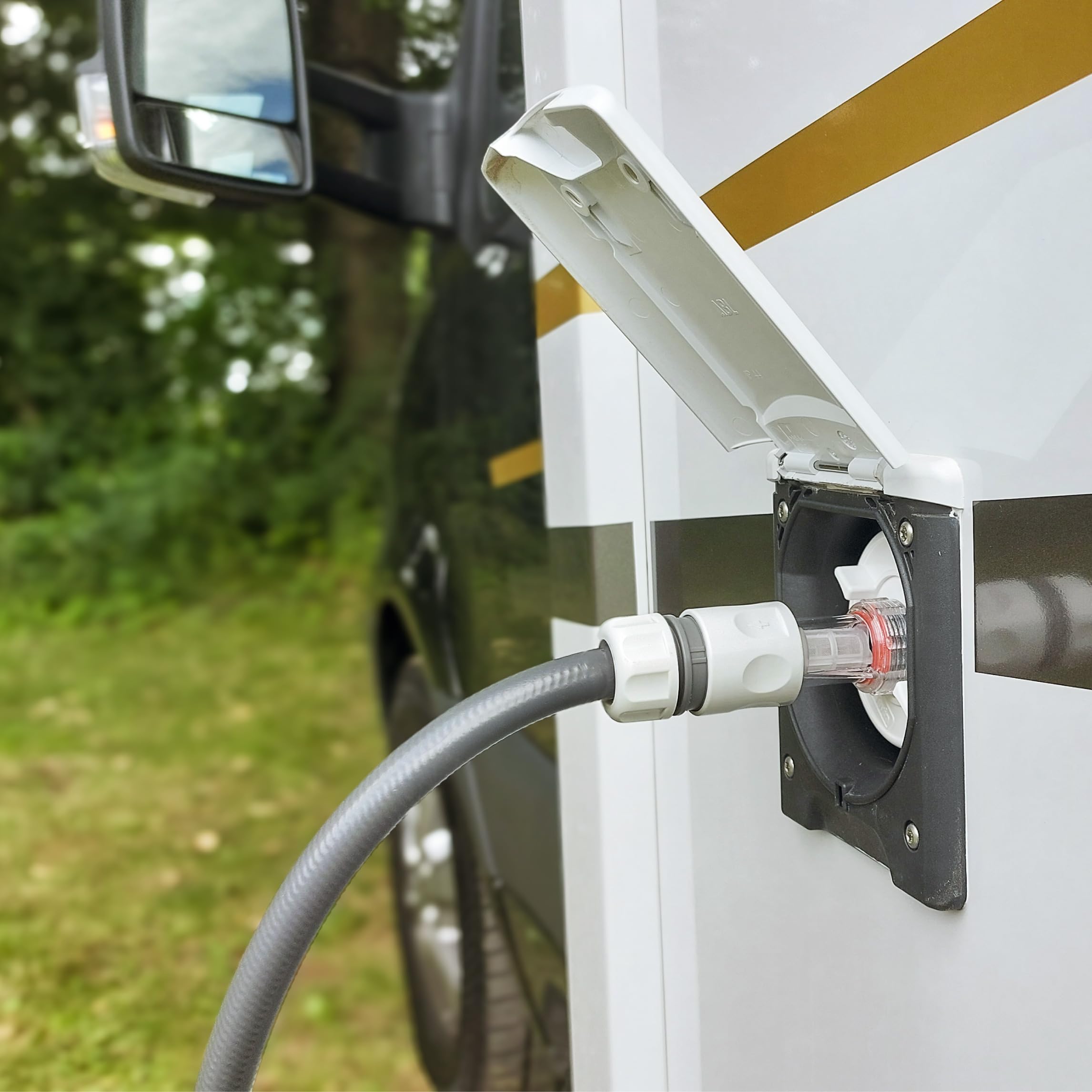 Couvercle de réservoir avec raccord pour système Gardena pour camping-car Caravan à remplir le réservoir d'eau sur le tuyau de remplissage avec trop-plein et raccord de tuyau grand