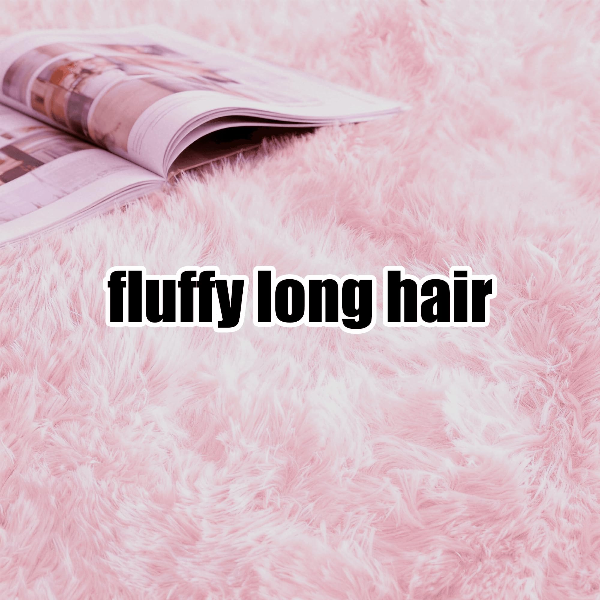 Tappeto Salotto Pelo Lungo 370 x 380 cm Peluche Tappeto a Pelo Lungo Salotto Aspetto Pelliccia per Soggiorno, Camera da Letto e Ingresso, Rosa Chiaro
