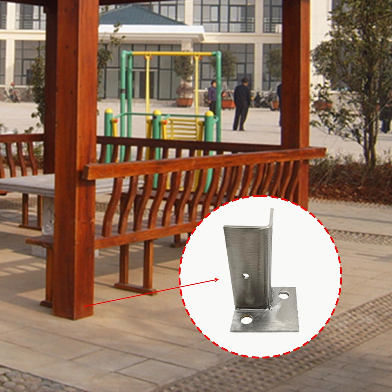Soporte Base de anclaje para poste madera 6 piezas de anclaje para postes de terraza de 4 × 4 cm, soportes de poste ajustables, base de soporte para columnas de madera, pilar de buzón, cerca de sujeci