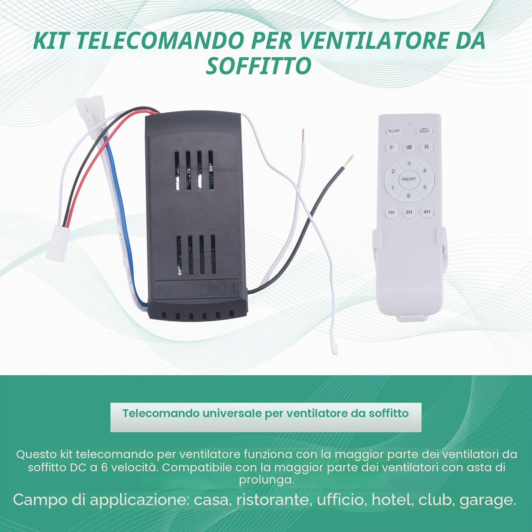 Osmond Kit di ricambio universale per ventilatore da soffitto, 6 velocità e temporizzazione, controllo remoto, e nero