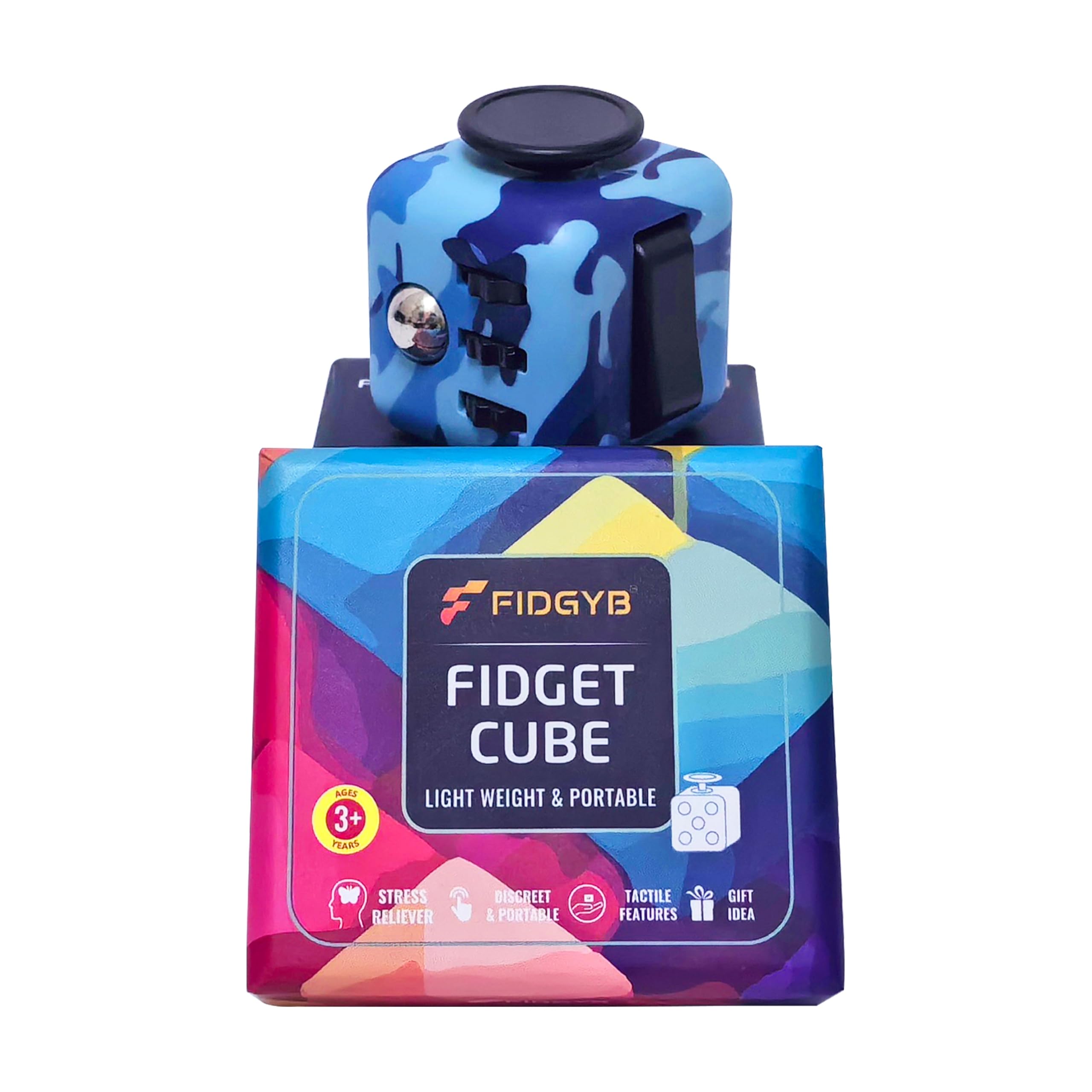 FIDGYB Cube Fidget Stress Relief Toy for Adults & Kids, Smooth, Quiet Sensory Toy for Anxiety, Focus & ADHD Idea[Camo]