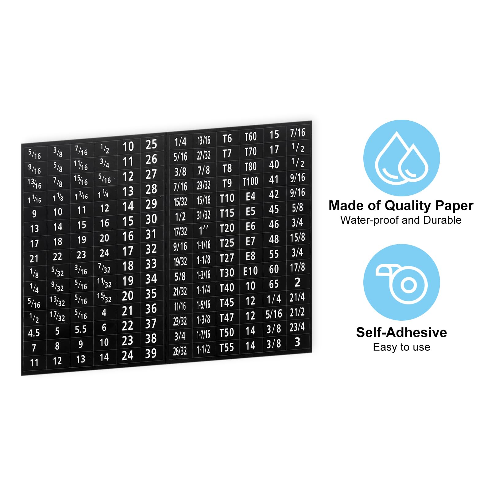 PATIKIL Tool Box Labels, 2 Set 180 Toolbox Decals Wrench Socket Size Stickers for Socket Sets Tools Labeling Organization Black - Image 4