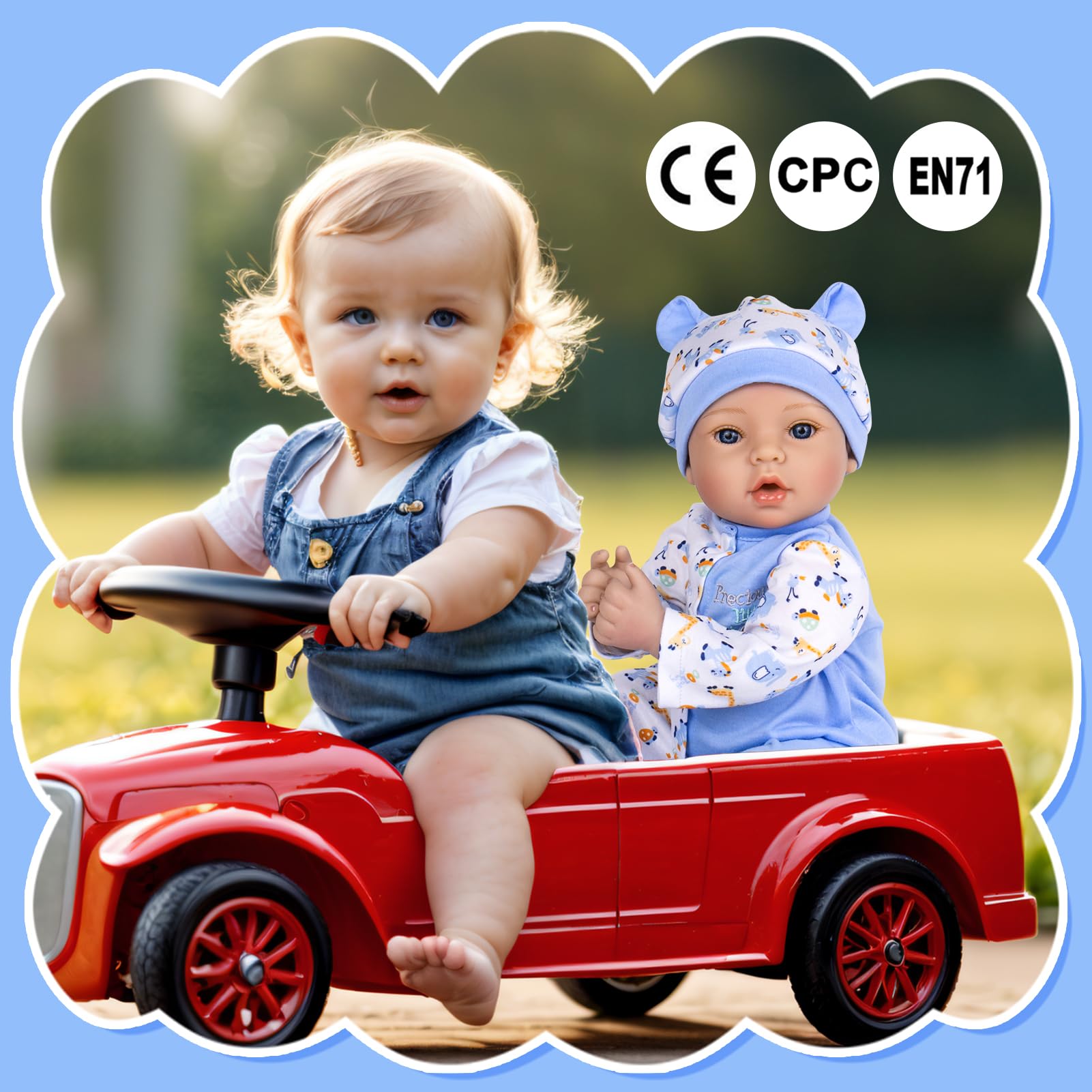 Reborn Baby Dolls Boy - Muñeca realista de bebé recién nacido de 18 pulgadas con juego de alimentación azul y certificado de nacimiento, cuerpo realista con peso para juegos de rol, regalo para 6
