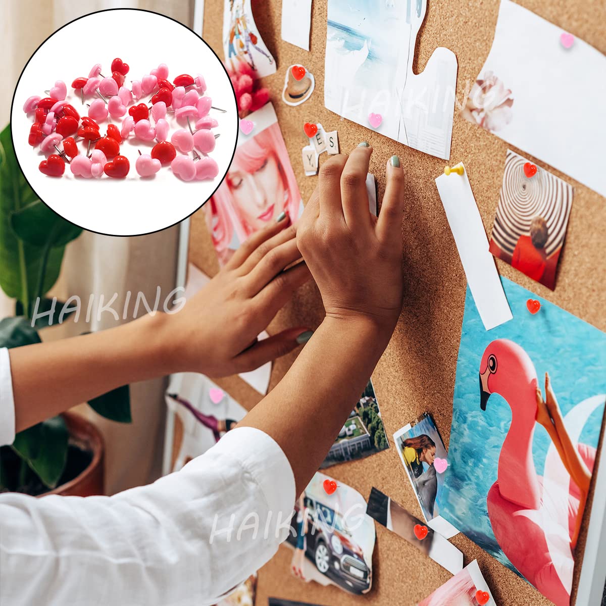 Lot De 52 Punaises Roses En Forme De Cœur - Jolies Punaises Pour