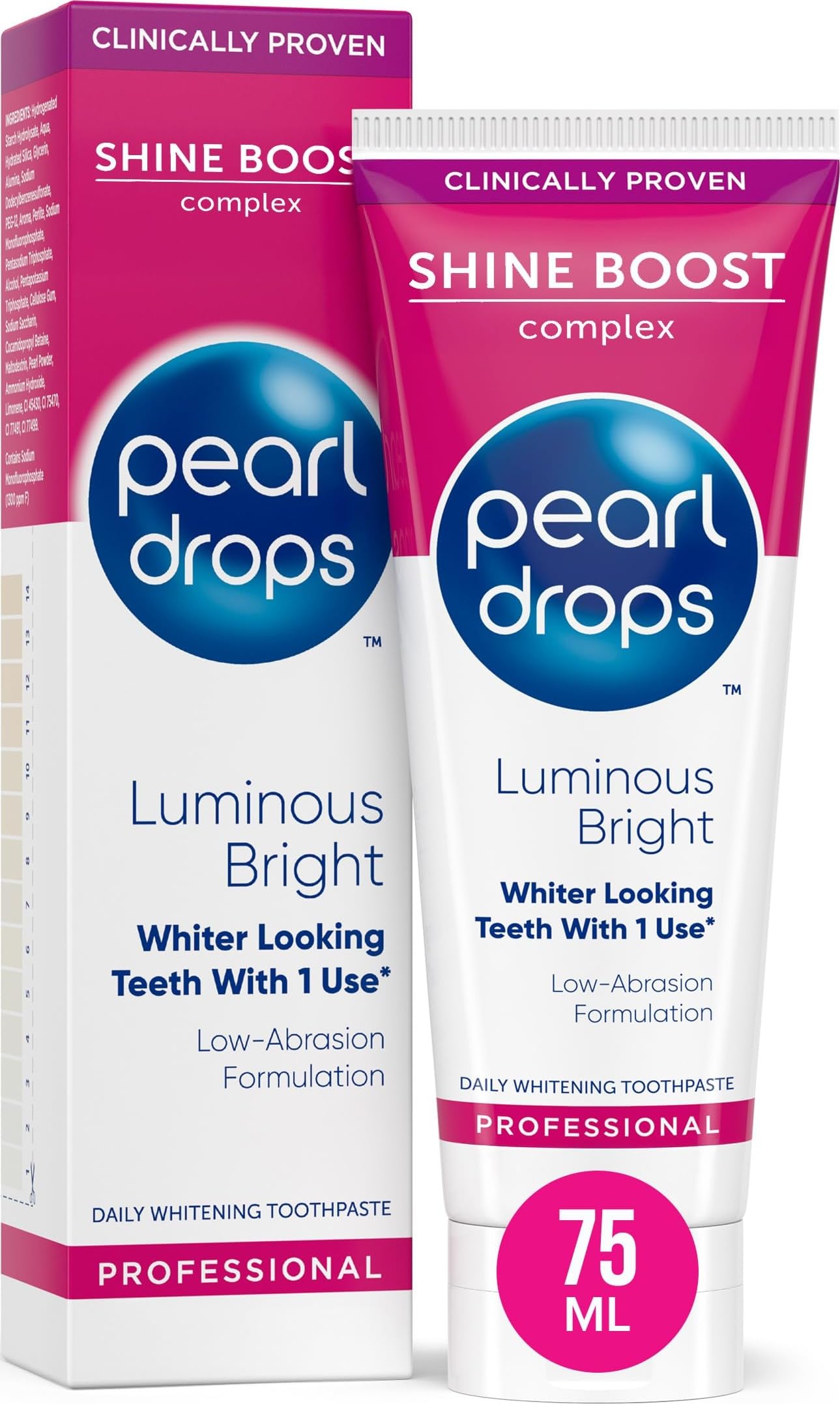 Pearl Drops Luminous Bright Toothpaste, Daily Whitening, 75ml