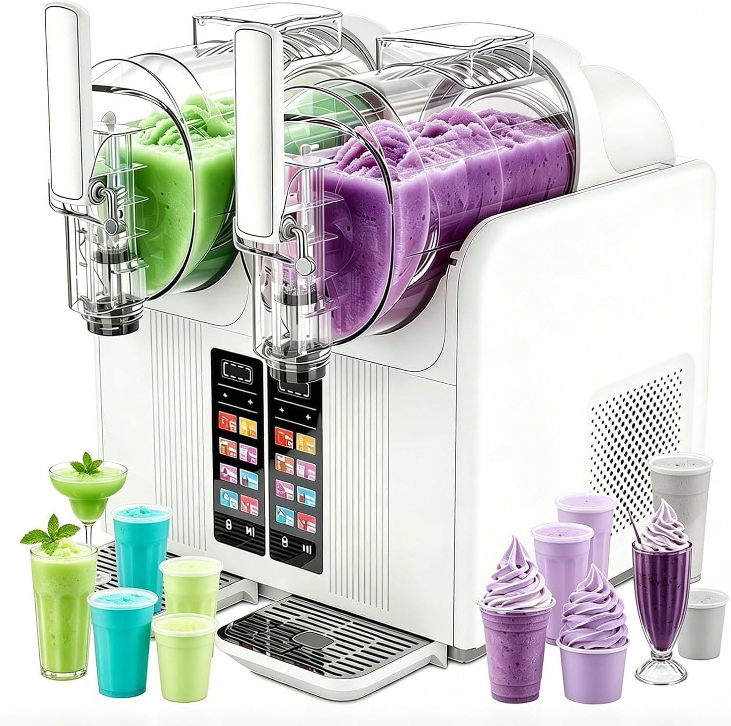 Machine à granita à 2 réservoirs,pour la maison,Machine à boissons glacées