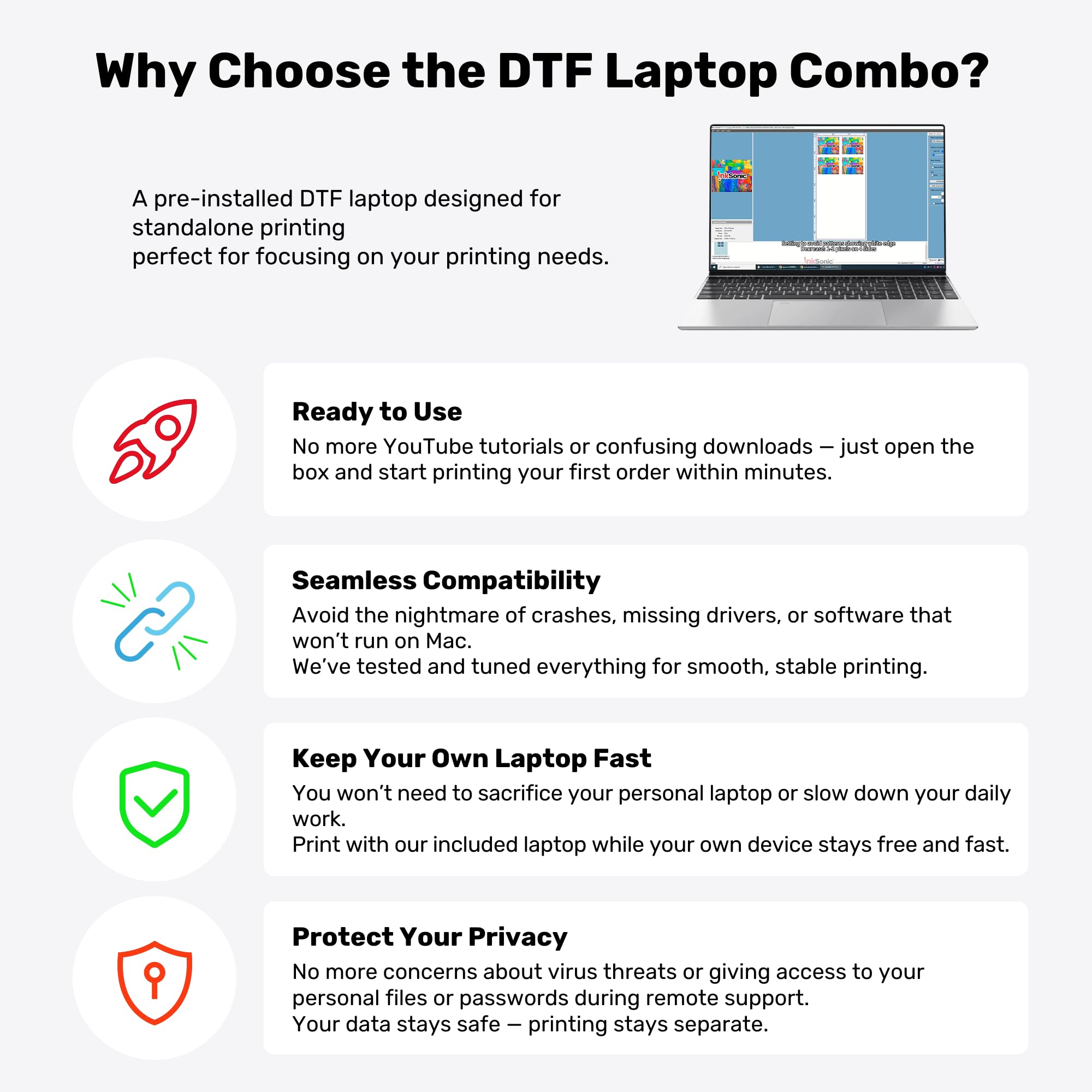 InkSonic R1390 DTF Printer, A3 T-Shirt Printing Machine with Oven Bundle, 13" width Apparel Printer, Direct to Film Heat Transfer, Commercial Custom Printing, T-Shirt Maker for Clothes Design, C13