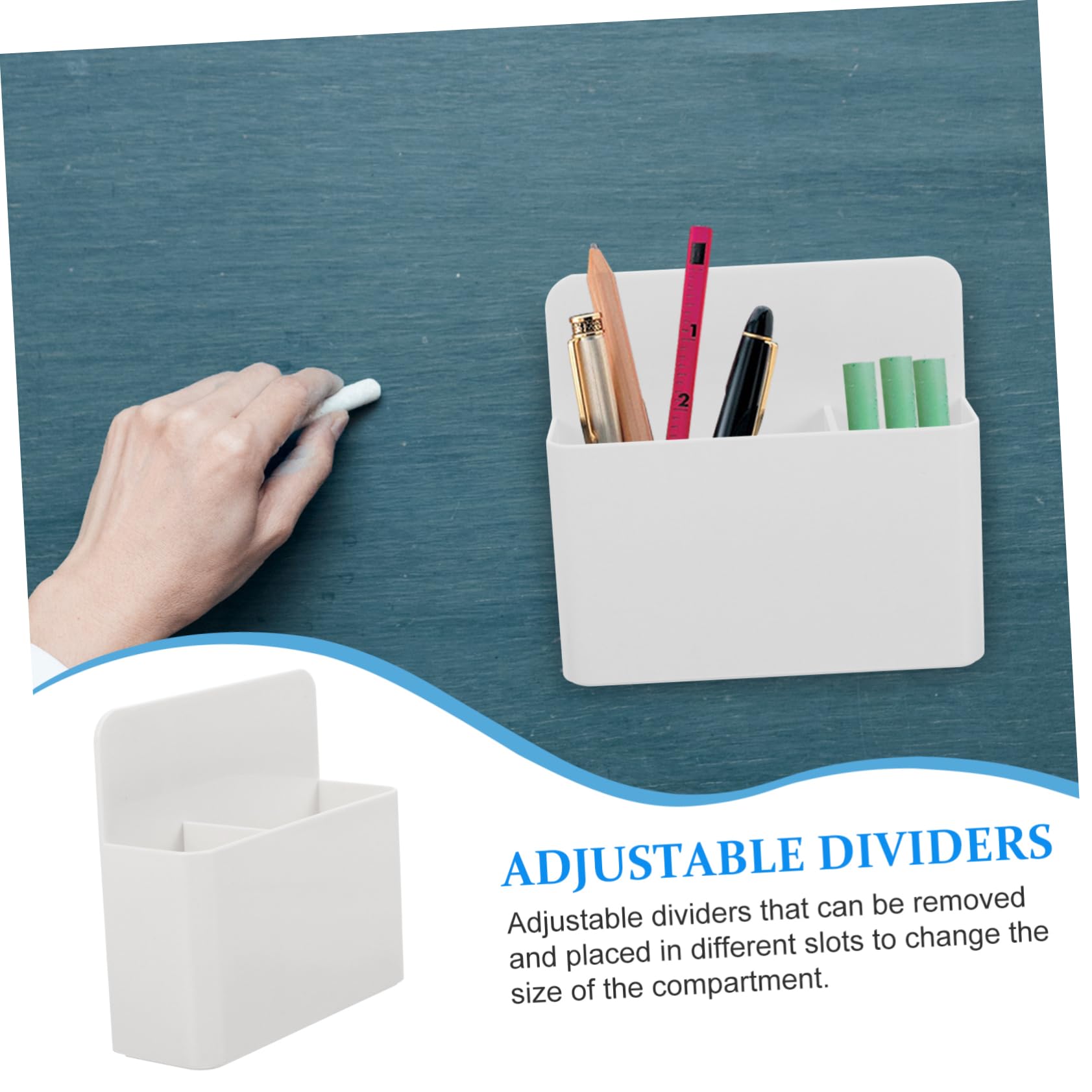 Gadpiparty 3 Pezzi Portapenne Magnetico per Lavagna Organizer per Scrivania Bianco con Divider Rimovibili per e Scuola