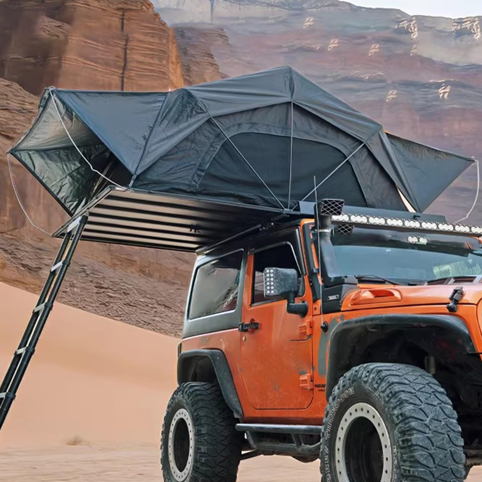 Tenda Da Tetto Impermeabile Per 2-4 Persone, Tenda Da Tetto Rigida, Montaggio Rapido, Ventilazione A 360°, Per Campeggio In SUV, Camion E Overlanding(Black,S)