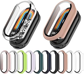 Xiaomi MI Smart Band 10対応 セラミックエディション フルカバー ポリカーボネート保護ケース 強化ガラス付き タッチ可能なスクリーンプロテクター スマートウォッチアクセサリーブラック