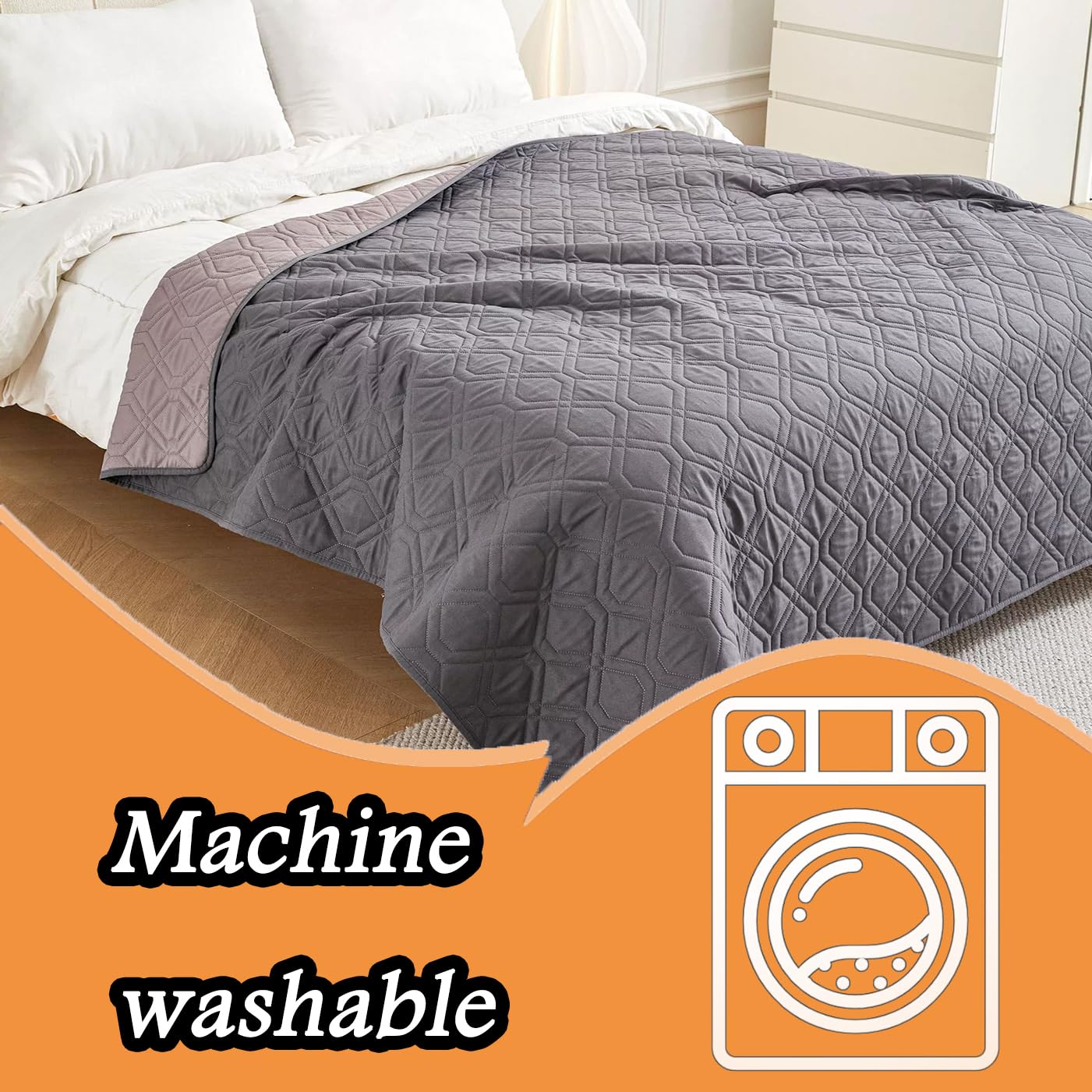 Manta extra grande antideslizante para perros, impermeable, lavable, funda para cama de perro, manta para mascotas, para coche, sofá, cama, suelo (A-gris claro, 210 x 305 cm)