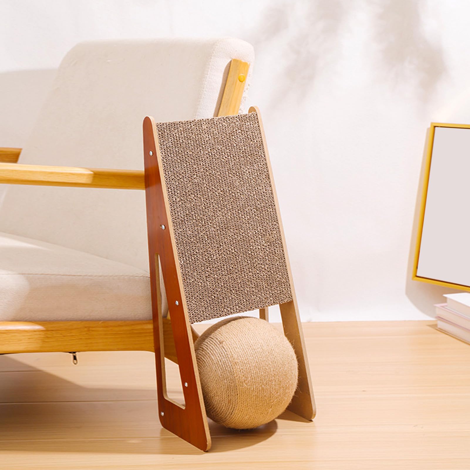 Cat Scratcher, Large Cat Scratching Pad with Ball Toy, Vertical Cat Scratching Board, Keep Cats from Clawing Furniture, Wall Mounted Cat Scratchers for Indoor Cats