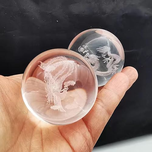 Miniatura 2 de Tianigo Baoding - Bolas de cristal de dragón y fénix, 2 unidades, para terapia de manos, alivio del estrés, bolas de ejercicio de mano, 2 unidades