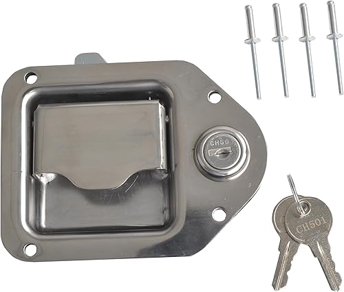 Caja de herramientas de camión con pestillo de paleta de repuesto de 4-38 x 3-14 pulgadas con 2 llaves de acero inoxidable para RV, remolque, UTV,