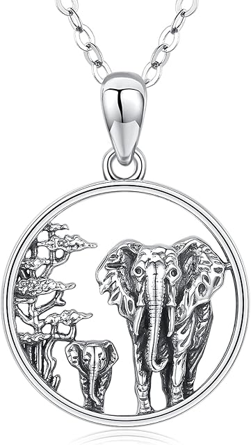 CHENGHONG Elephant Necklace for Women Men 925 Sterling Silver Lucky Elephant Pendant Mother and Daughter Family Design Jewellery Gifts for Mum Girls Teens