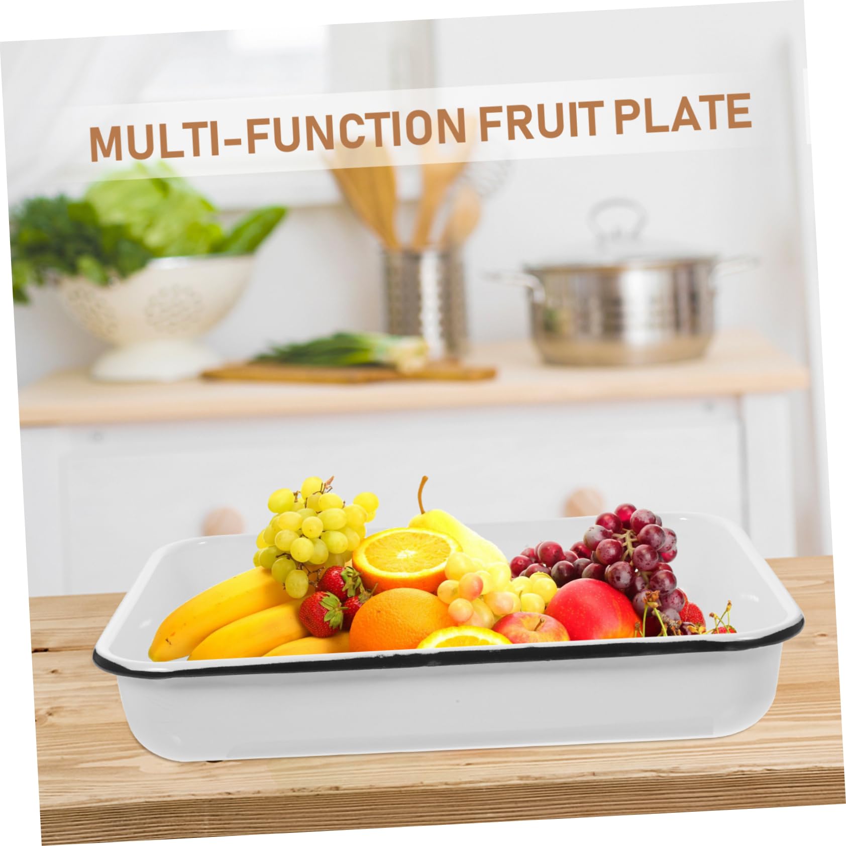 Plateau de Cuisson en Émail Blanc Multifonctionnel Antiadhésif Résistant la Chaleur Cuisine et Rangement Boutique de Thé Couleur Aléatoire