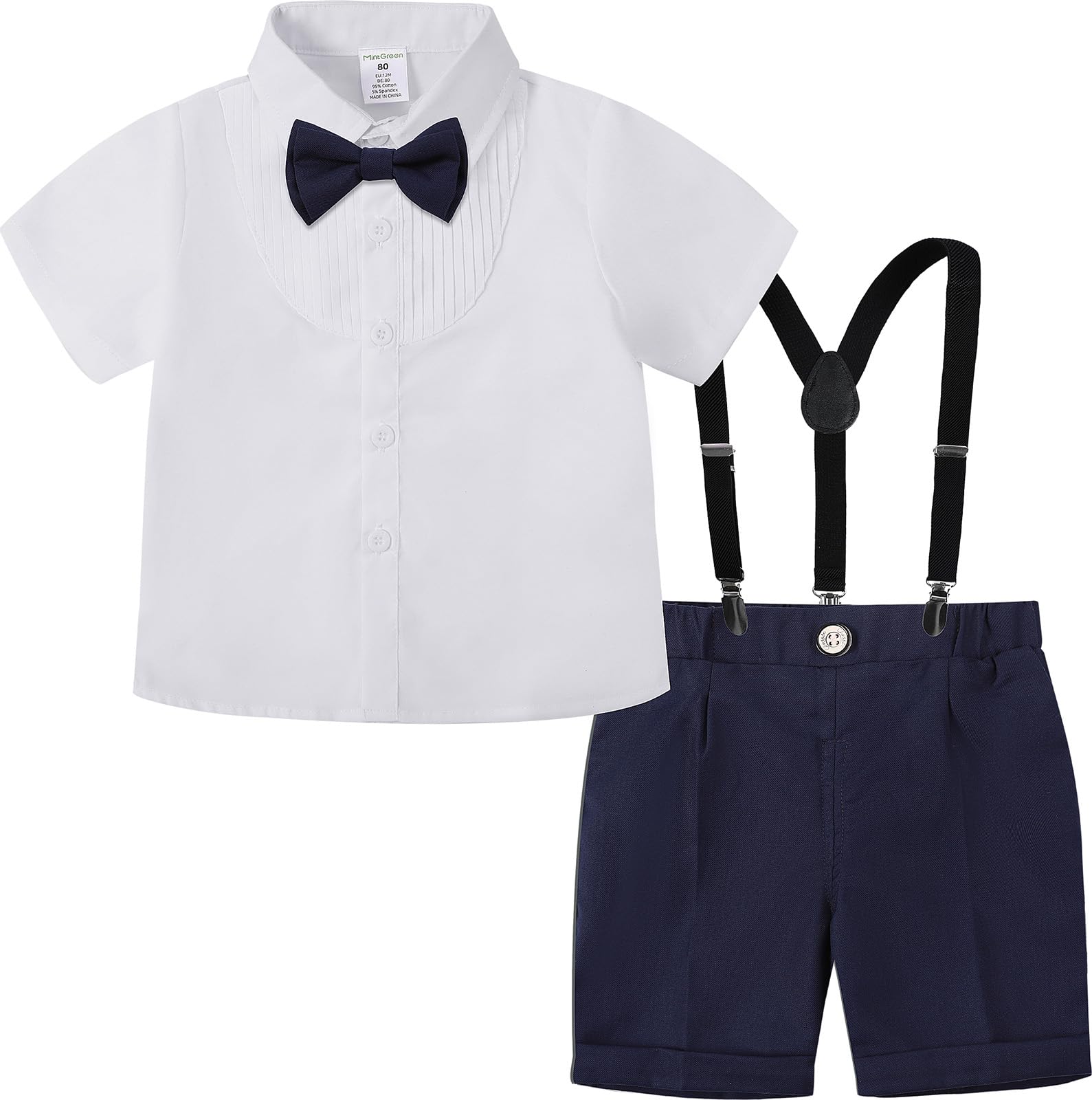mintgreen Bambino Ragazzi Costume, Bambini Matrimonio Tuxedo Bow Cravatta Appeso Manica Corta Set di abiti, 1-4 anni