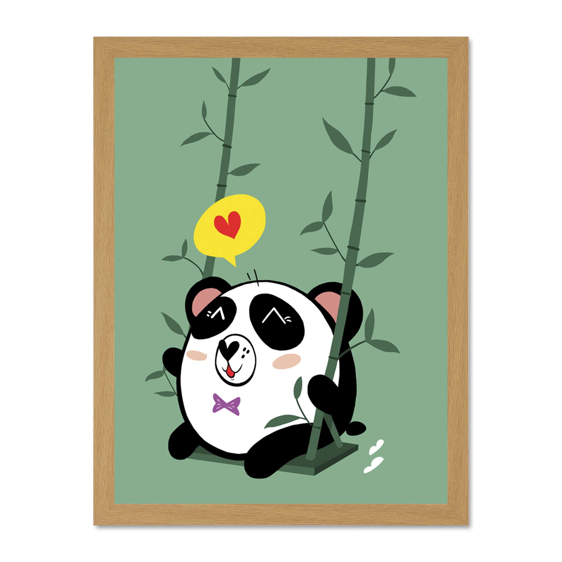 Wee Blue Coo Kawaii Panda Love Large Framed Art Print Wall Poster 18x24 inch