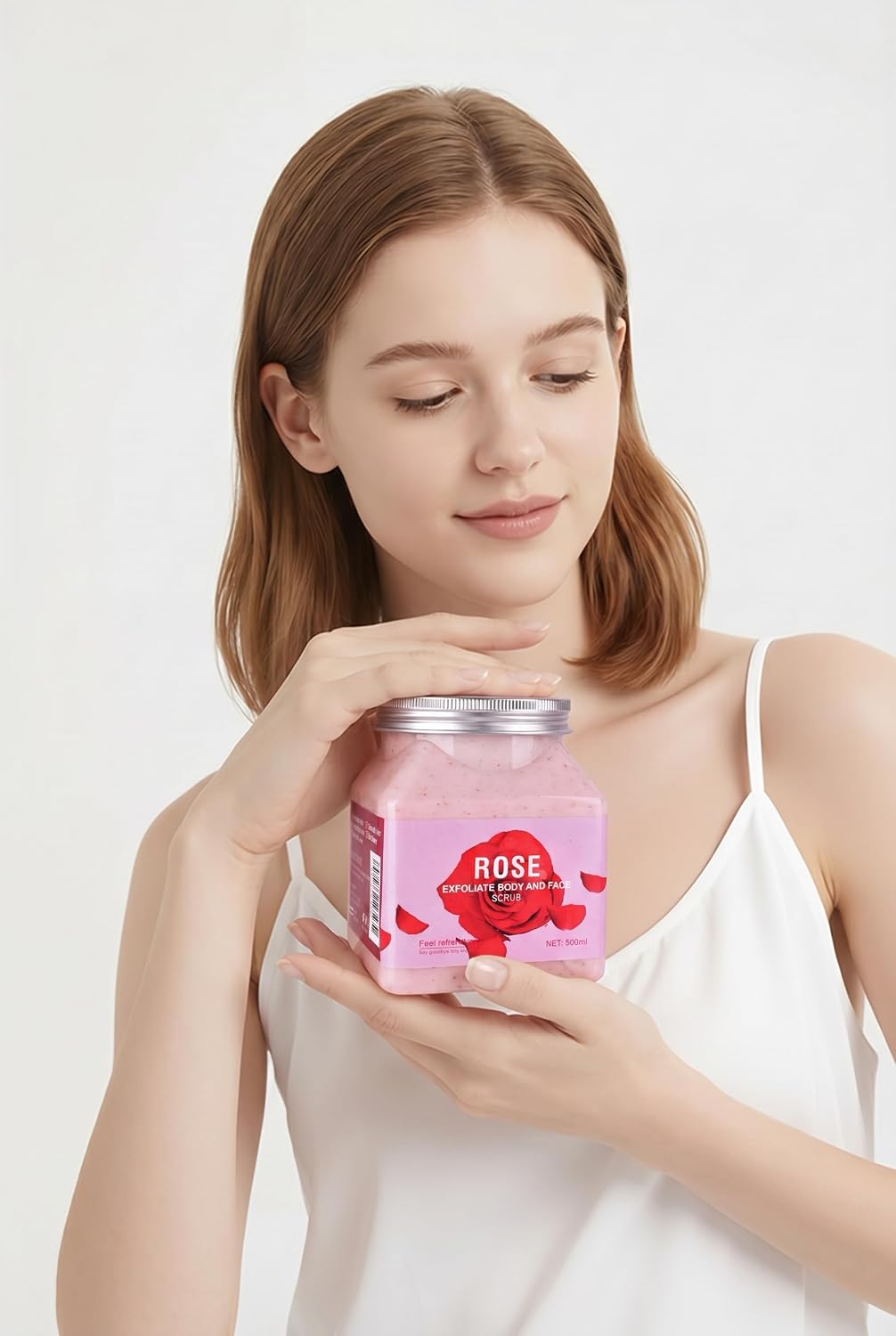 Rose Exfoliate Body and Face Scrub, 500ml Jar | Physical Exfoliant, For All Skin Types, Exfoliating Scrub