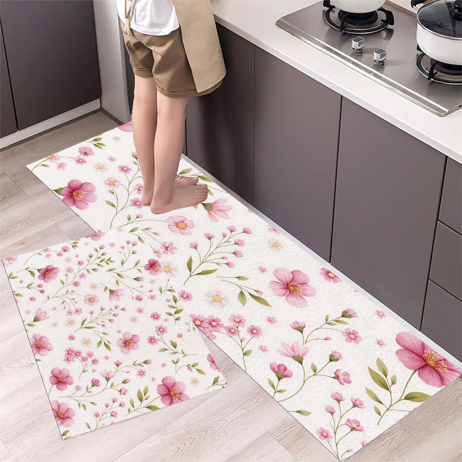 Alfombras de cocina antifatiga que reducen el cansancio con estilo botánico 1