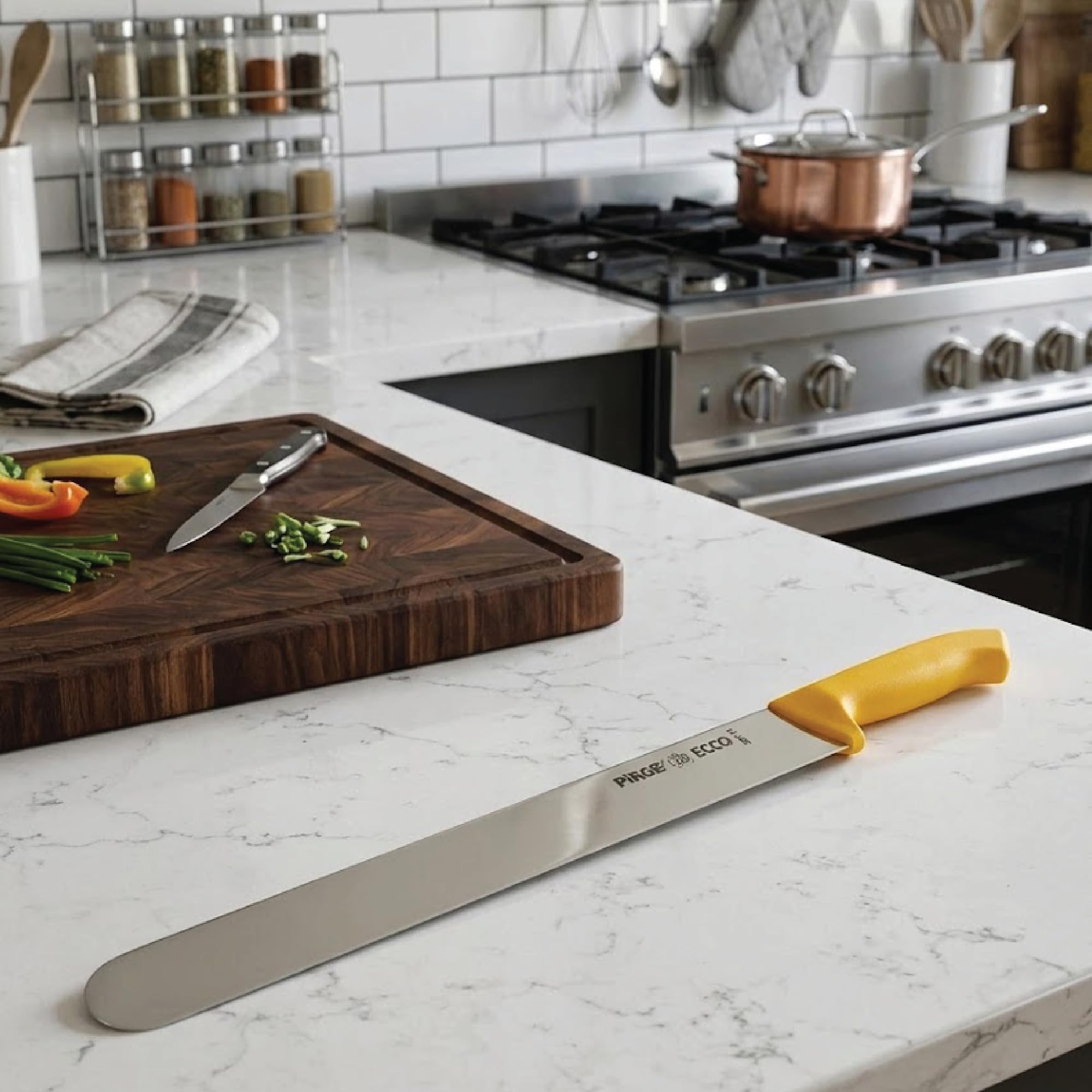 Pirge Coltello Ecco Doner 50 cm Giallo - Coltello per affettare - Coltello lungo per doner più affilato - Coltello da taglio - Coltello per carne