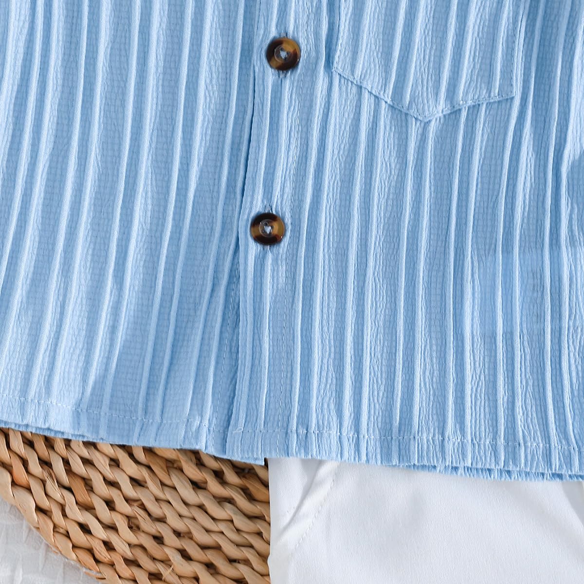 LUVCES Conjunto Verano Ropa para Bebé Niño Lindo Polo con Estampado de Oso + Cintura Elástica Pantalones Cortos y Bolsillos 2 Piezas Trajes de Primavera - 5