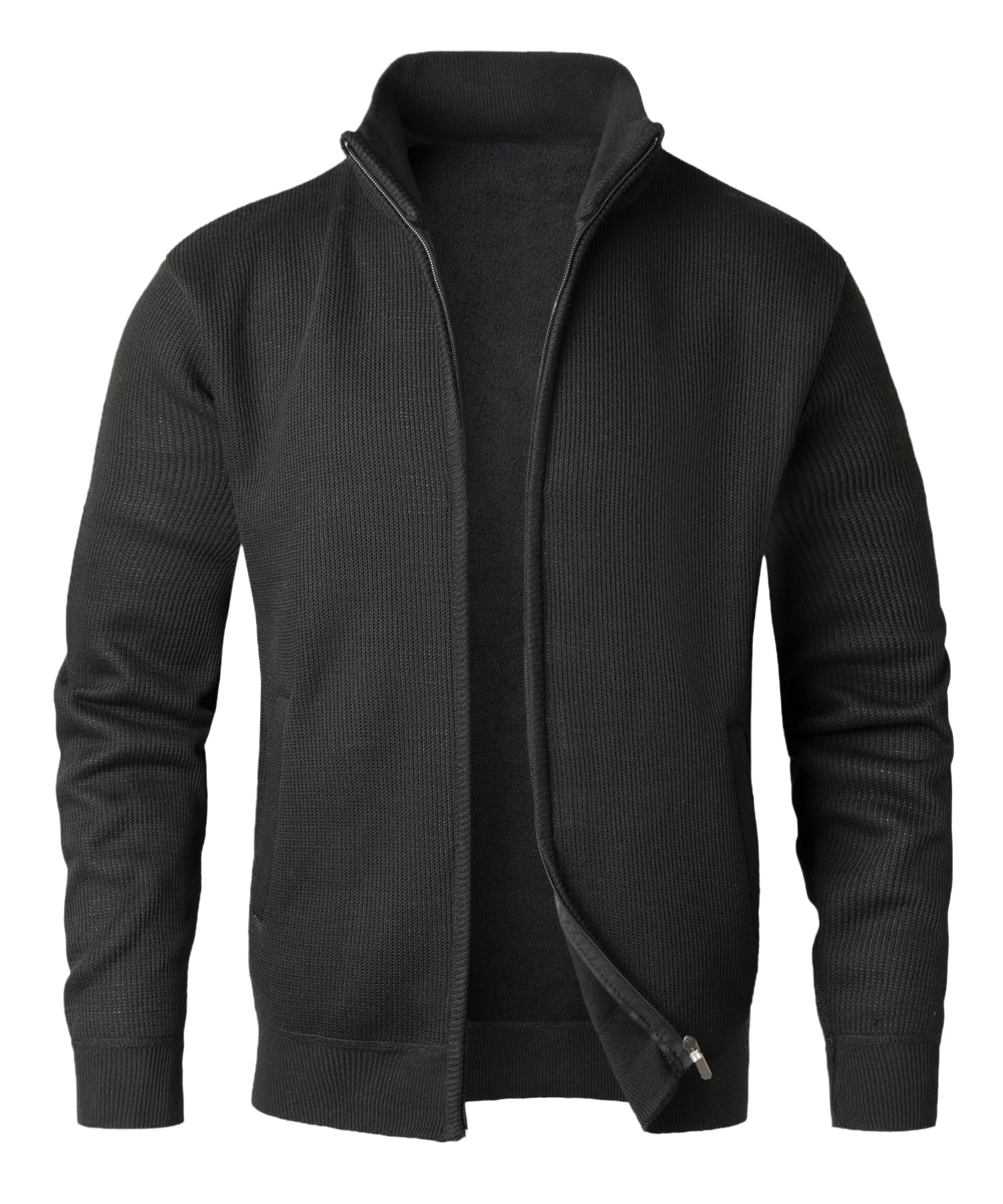 Cardigan da Uomo Lavorato a Maglia Maglione Foderato in Pile Giacca in Maglia a Maniche Lunghe Addensato Autunno e Inverno Sweater Caldo Classico Felpa Casual Cappotti Cappotto