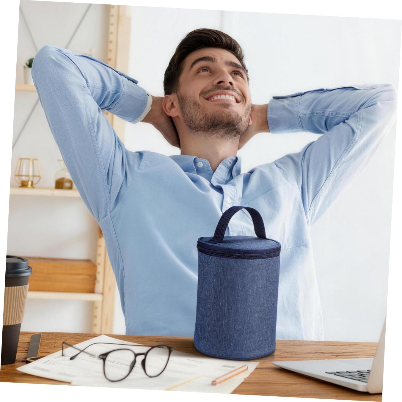 Suppenbechertasche Tragbare Isoliertasche aus Canvas und Aluminiumfolie