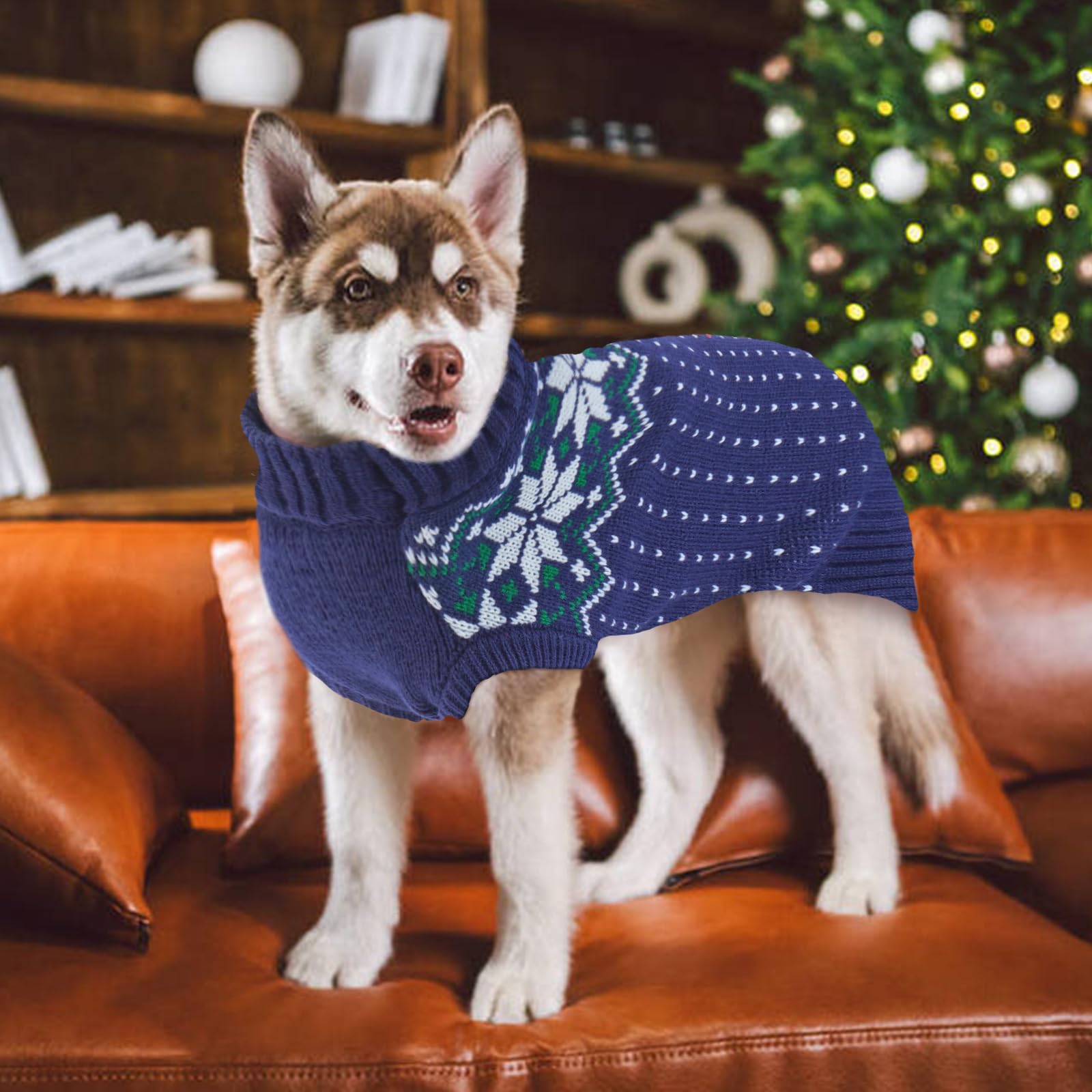 Maglione caldo per cani e gatti di piccola e media taglia, pullover invernale per animali domestici (L, blu)