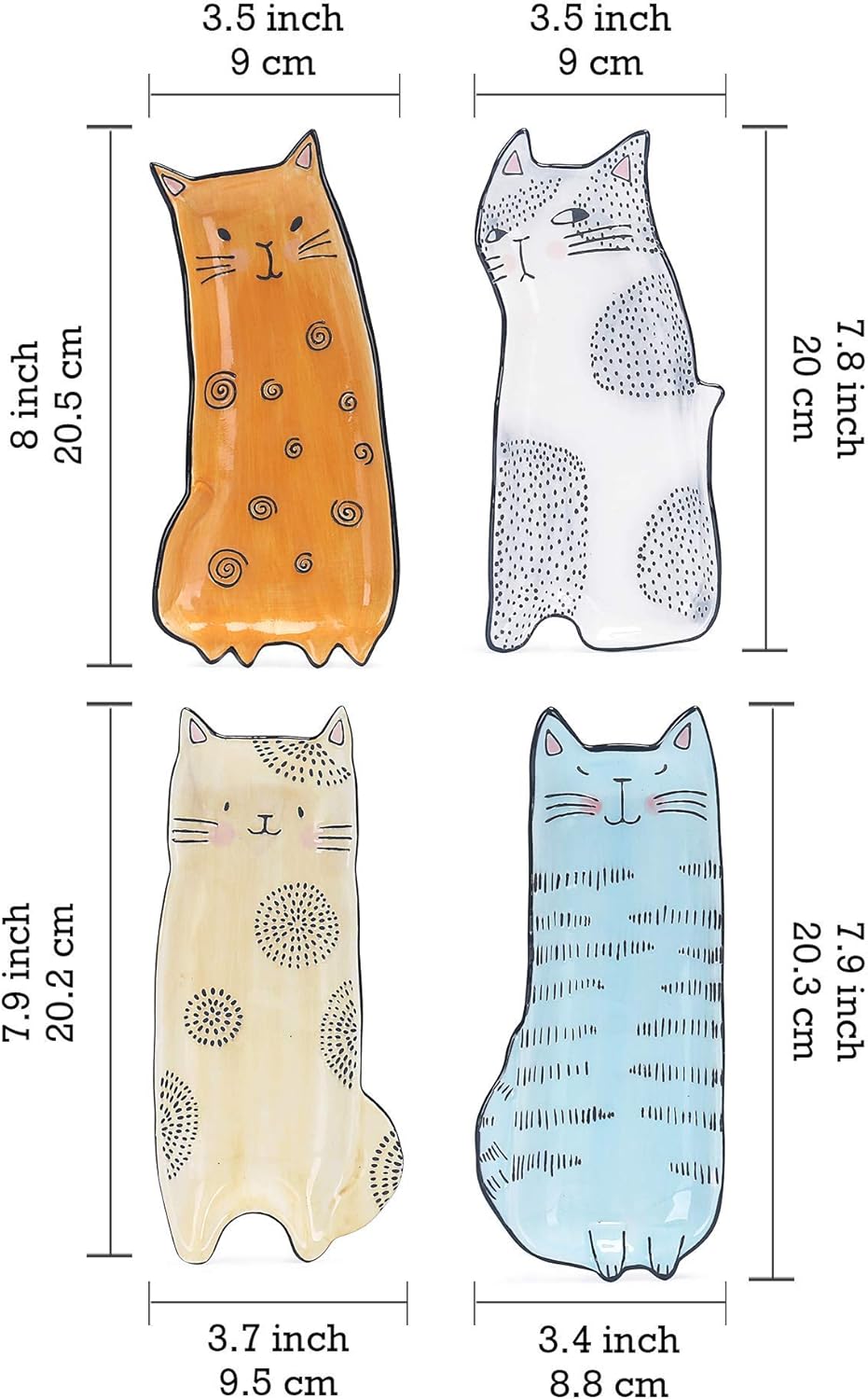 Bico Cartoon Cat Stoneware Dinnerware Set, Including Appetizer Plates & Mugs Set