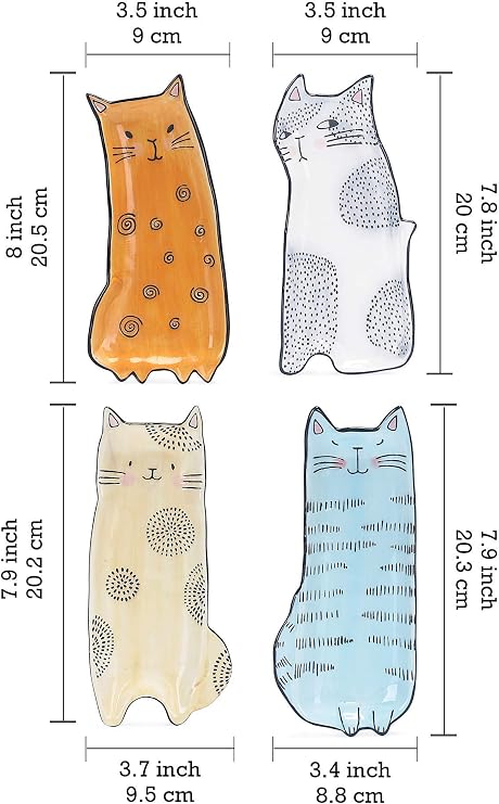 Bico Cartoon Cat Stoneware Dinnerware Set, Including Appetizer Plates & Mugs Set