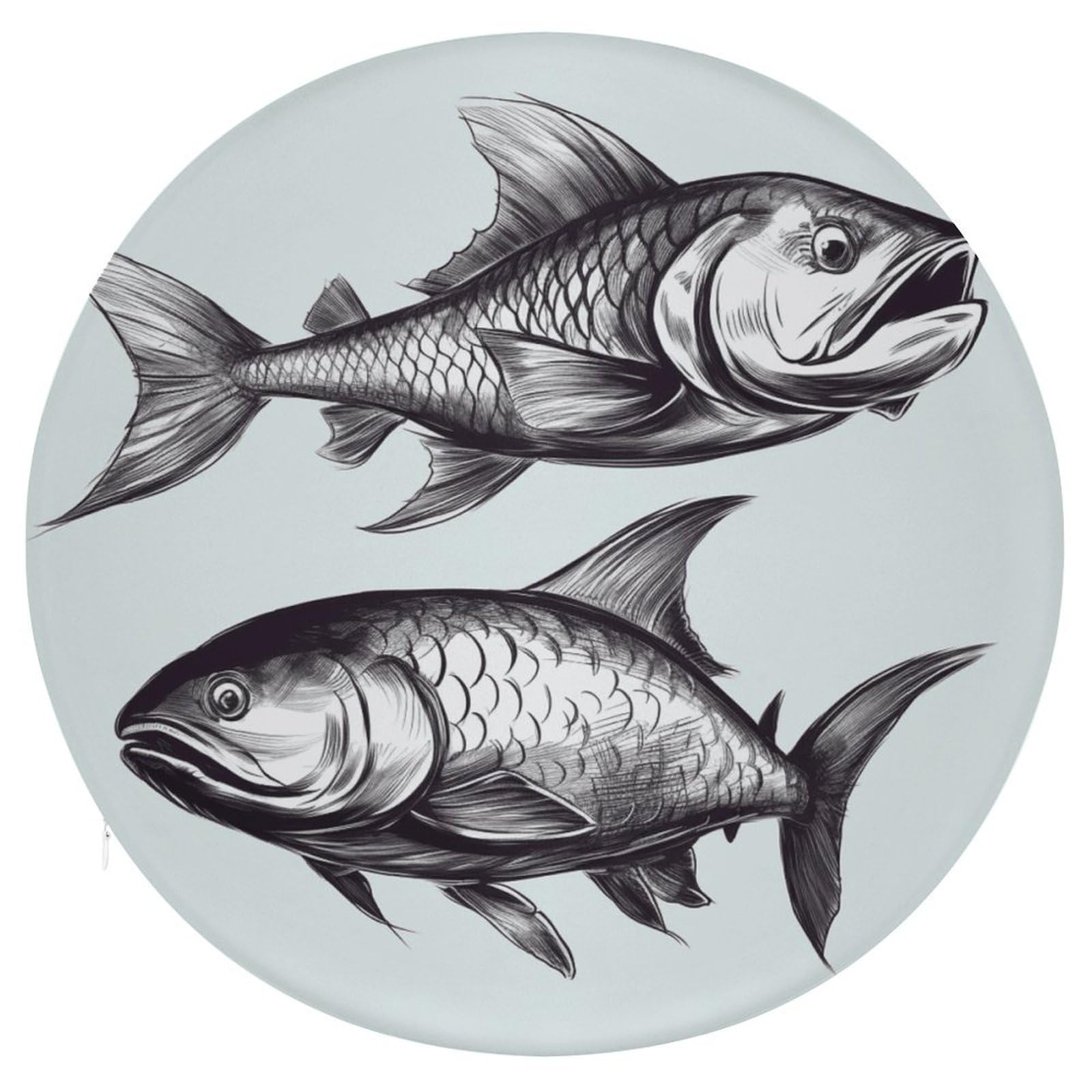 Adfgyerh Style Sketch Fish Cushion Memory Foam Pillow Core，Seat Cushion Detachable Design，Chair Cushions Suitable For All Seasons, And Can Be Used In Offices, Dining Rooms, Homes, And Other Settings.