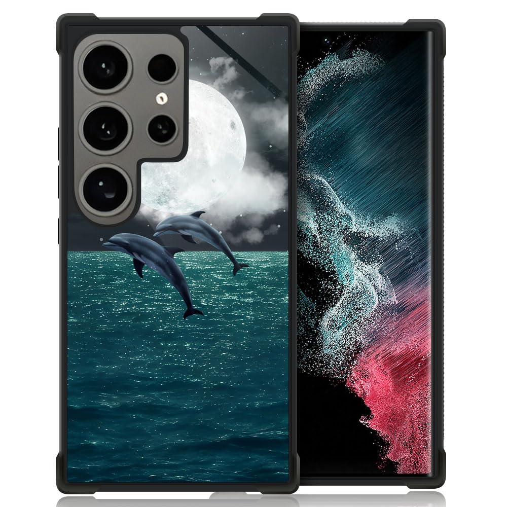 Goodsprout Compatible with Samsung Galaxy S24 Ultra Case,Two Dolphins Fly Amazing Pattern Design Shockproof Anti-Scratch Hard PC Back Case for Samsung Galaxy S24 Ultra