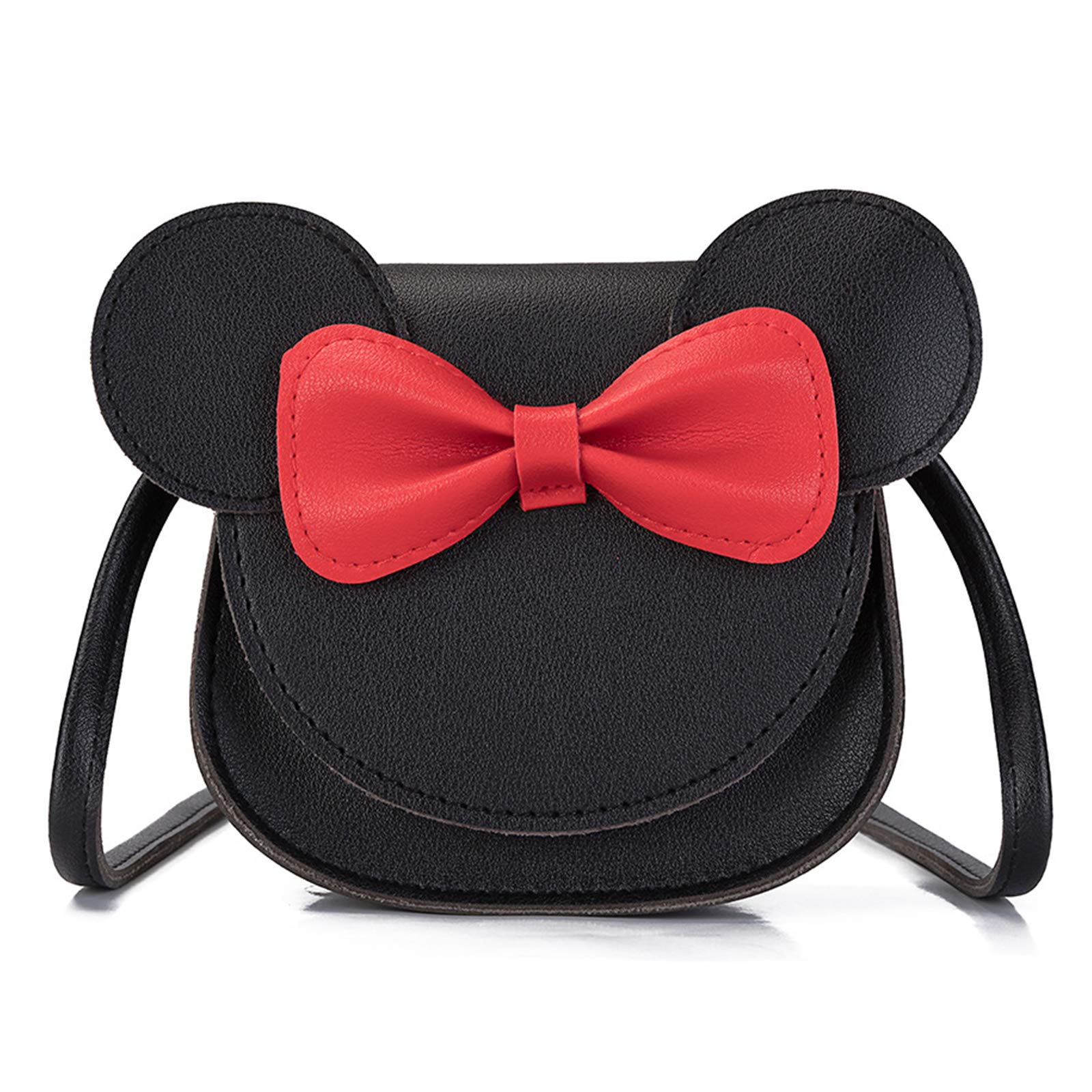 SUNNEELittle Girls Handbags - Shoulder Bag with Bow Knot Mini Flap Bag, Cute Mouse Ear Bow Crossbody Purse, PU Shoulder Handbag for Kids Girls Toddlers