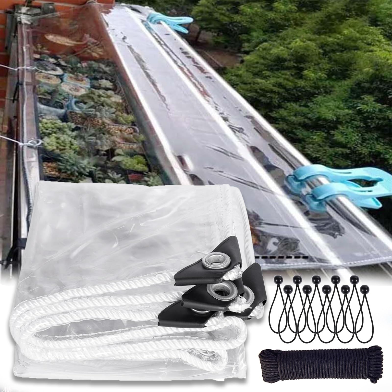 Bâche transparente imperméable haut de gamme 0,38 mm bâche robuste
