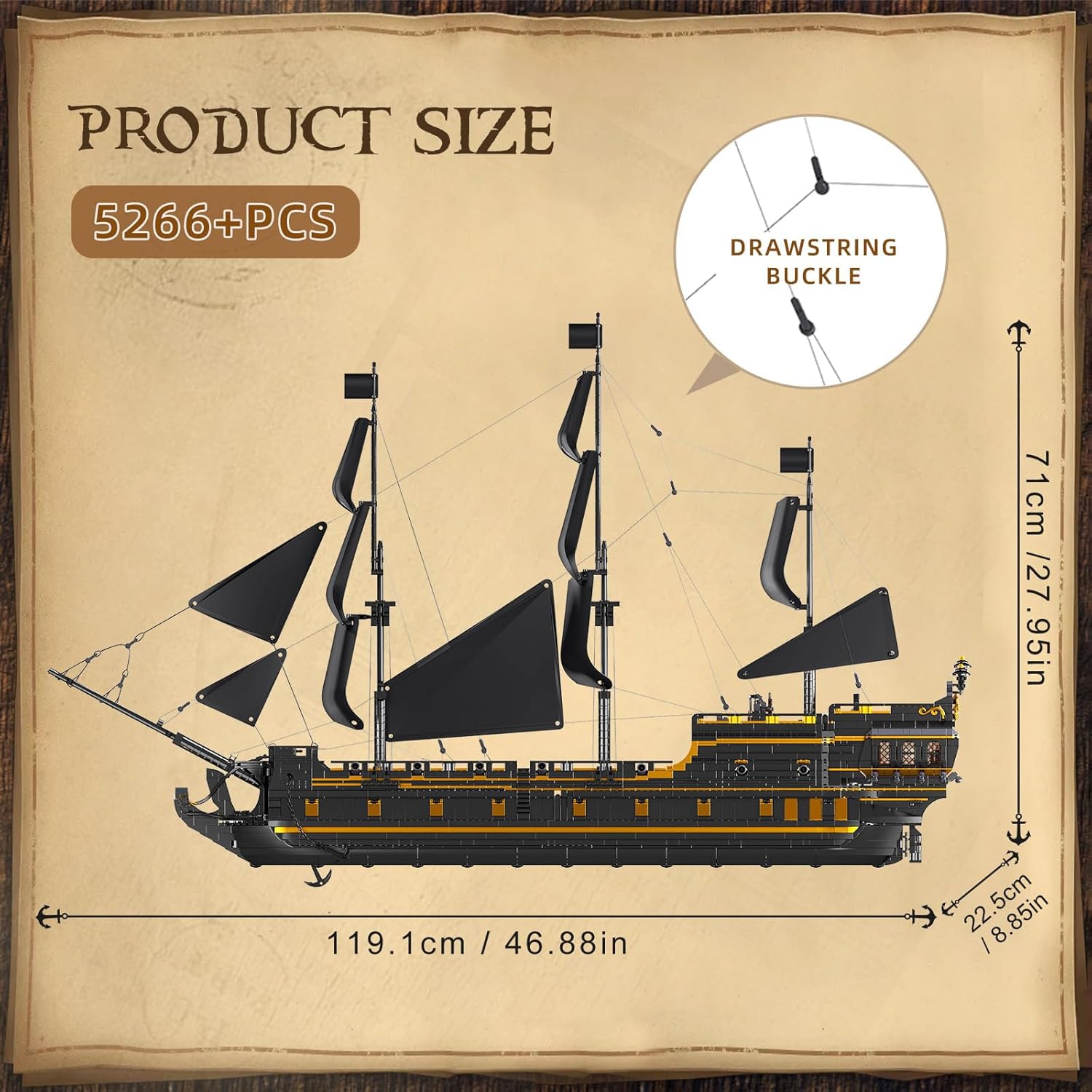 Mould King 13186 Pirates Ship Model Building Blocks, MOC Black Pearl Sailboat Model Construction Set to Build, Boat Model Kits Assembly Toy for Great Gift and Collections (4794 Pieces)