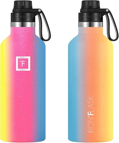 Miniatura 3 de IRON FLASK Botella de agua deportiva  32 onzas  3 tapas (tapa de boquilla estrecha) a prueba de fugas aislada al vacío  Termos aislados de doble