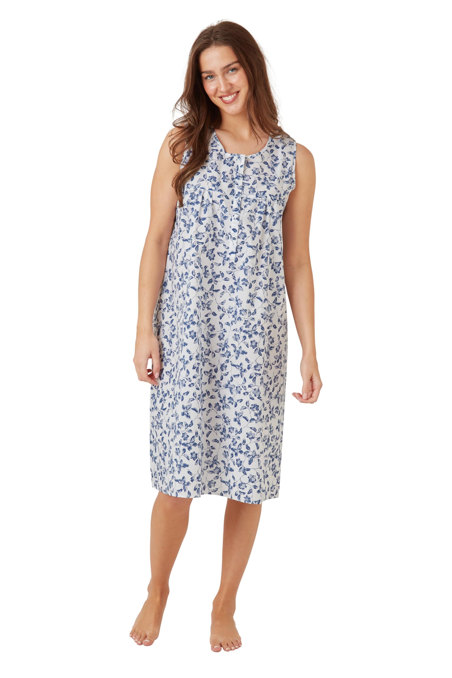 Suzy & Me Ladies Woven Sleeveless Nightdress (NAVY BFLY 20-22)