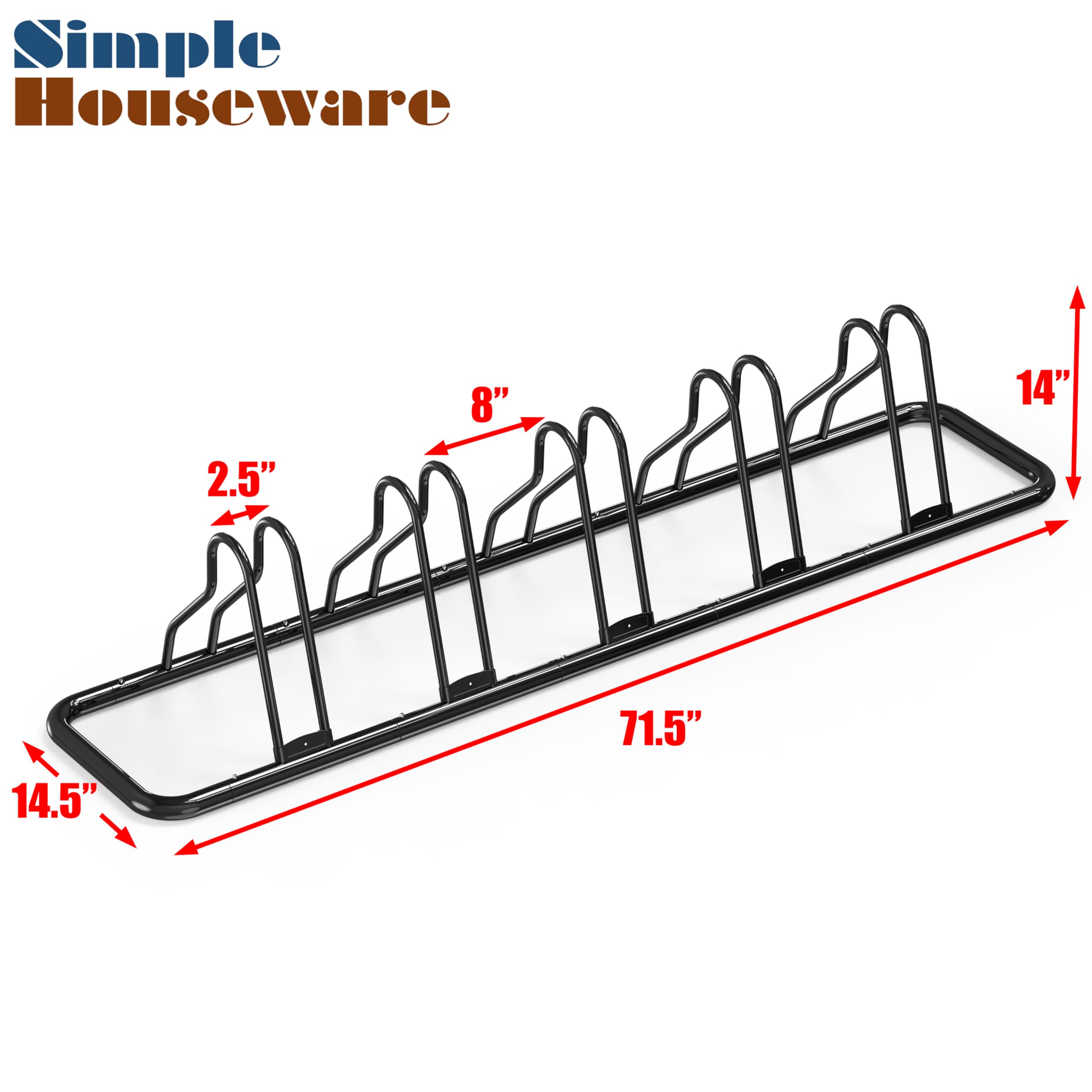 Simple Houseware 5 Bike Bicycle Floor Parking Adjustable Storage Stand, Black