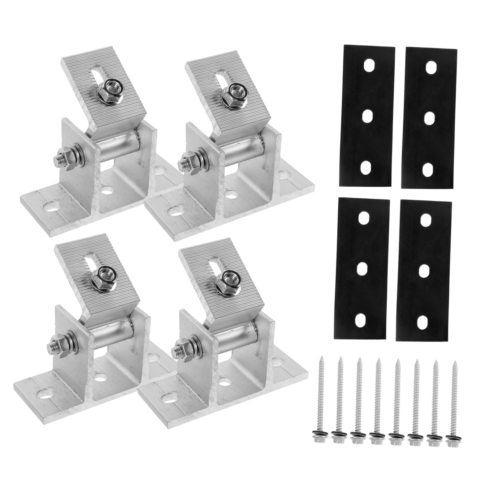 Sewroro Soporte para Panel Solar 4 Piezas Almohadillas de Goma de Aleación de Aluminio Ajustable Estructura Estable y Tornillos para Montaje en Exteriores