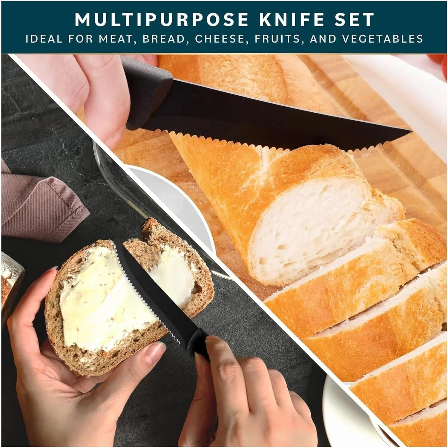 2/4/6/8 Steak knife set, Stainless steel handle Kitchen paring Chef's Multi-purpose Serrated steak(Orange)