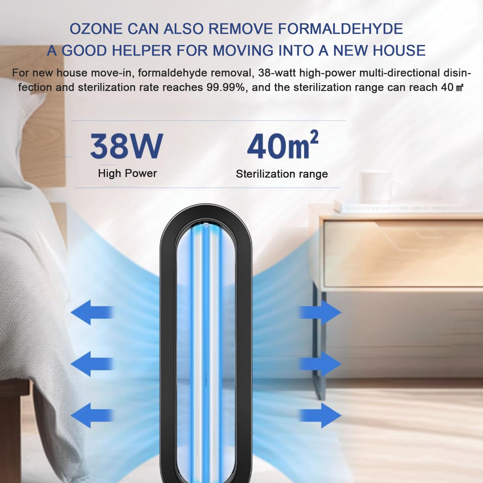 Luz Germicida De Ozono Uv, Temporizador De Control Remoto Germicida, Lámpara De Mesa De Desodorización, Esterilización Y Desinfección, Luz Uvc Limpieza /mascota, Temporización De 3 Velocidades, 38 W