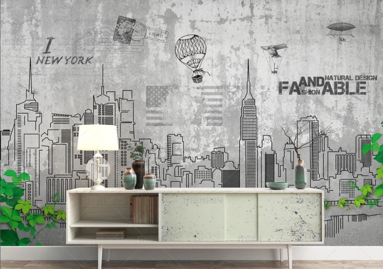 Prosta tapeta ręcznie malowana betonowa ściana salon miejski malarstwo dekoracyjne kawiarnia restauracja mural 3D, 300 x 210 cm