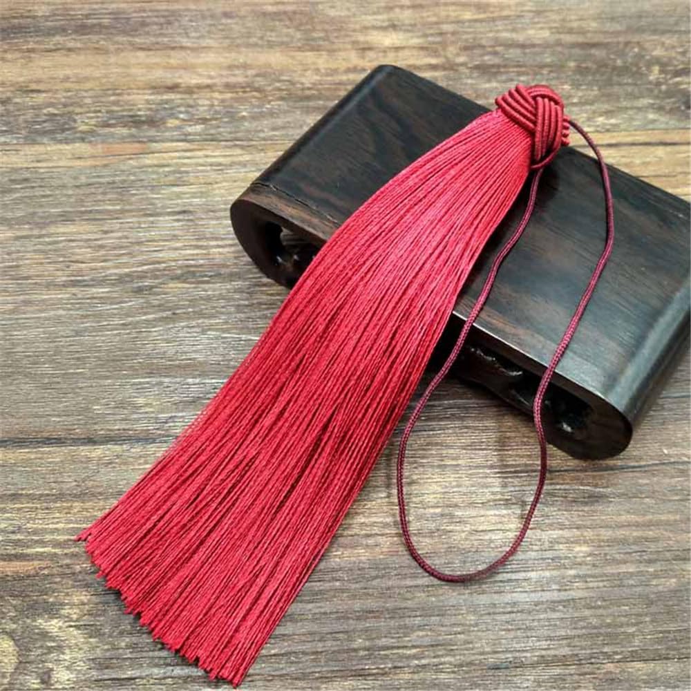 6 Pieces 15cm Silky Soft Tassels Mini Craft Tassels Small Tassel Pendant Decorative Key Tassels Handmade Tassel Key Chain Gifts Tiny Tassels for Earrings Souvenir Bookmarks DIY Craft (Claret)