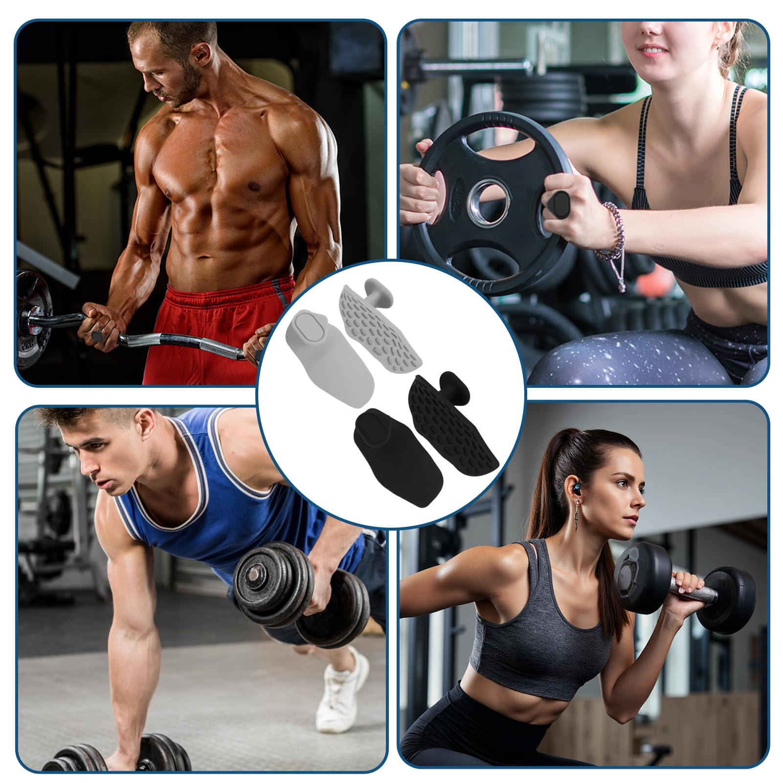 Manoplas Gym de Silicona Antideslizantes sin Dedos para Levantamiento de Pesas
