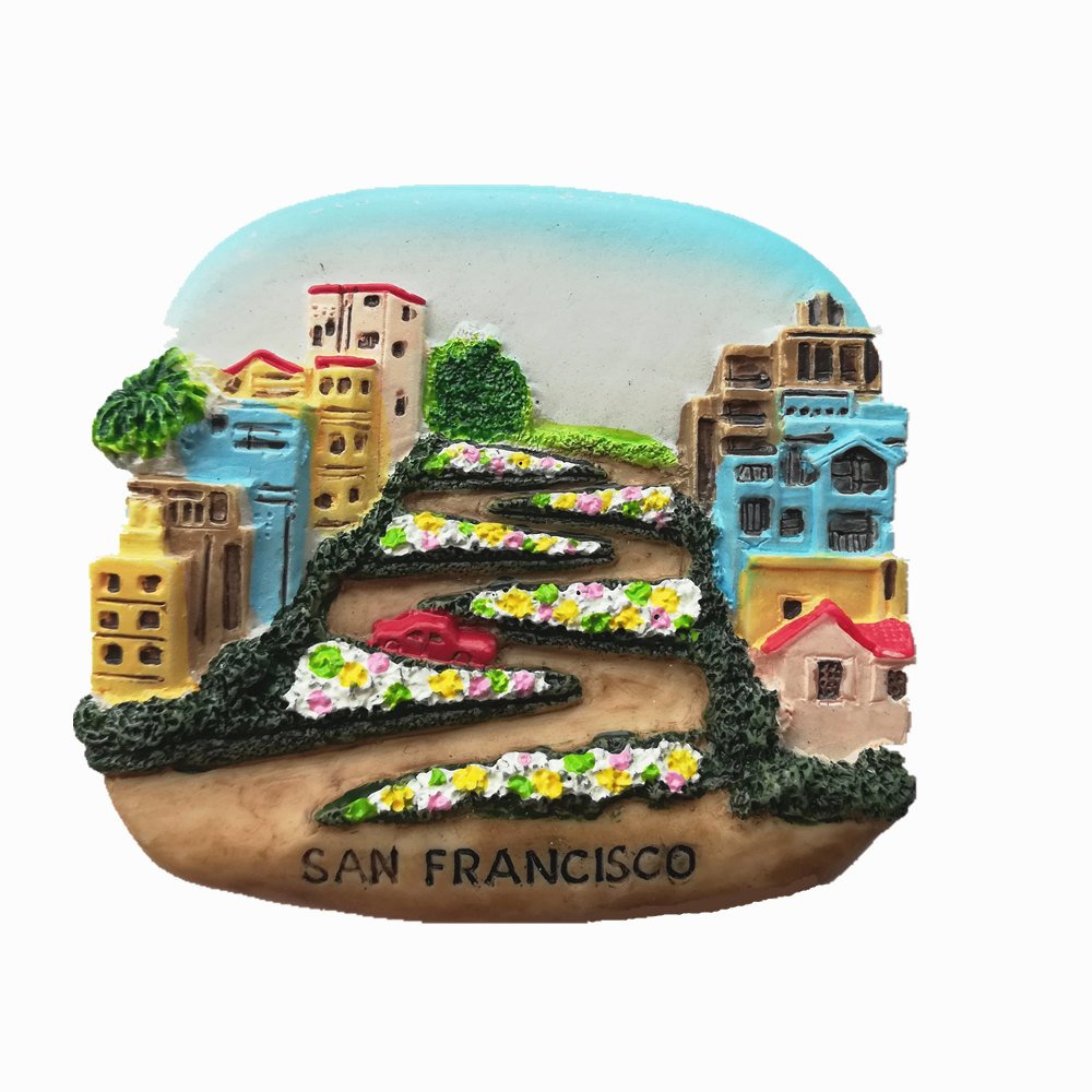3D Lombard Street San Francisco USA Souvenir Fridge Magnet， USA Travel Sticker, Home & Kitchen Decoration San Francisco refrigerator magnet